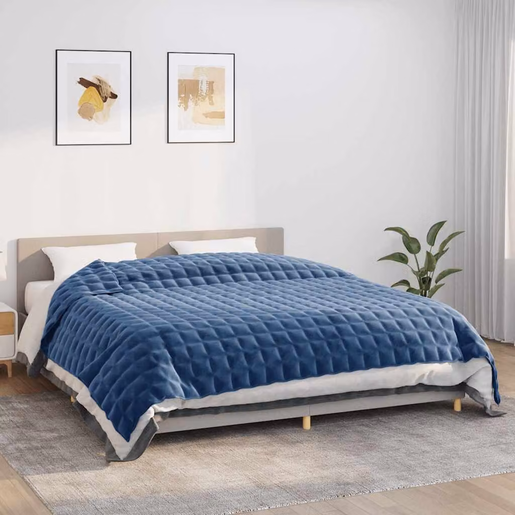 vidaXL Coperta Ponderata Blu in Microfibra Traspirante e Anallergica L: 220 cm, P: 260 cm, Peso: 15 kg
