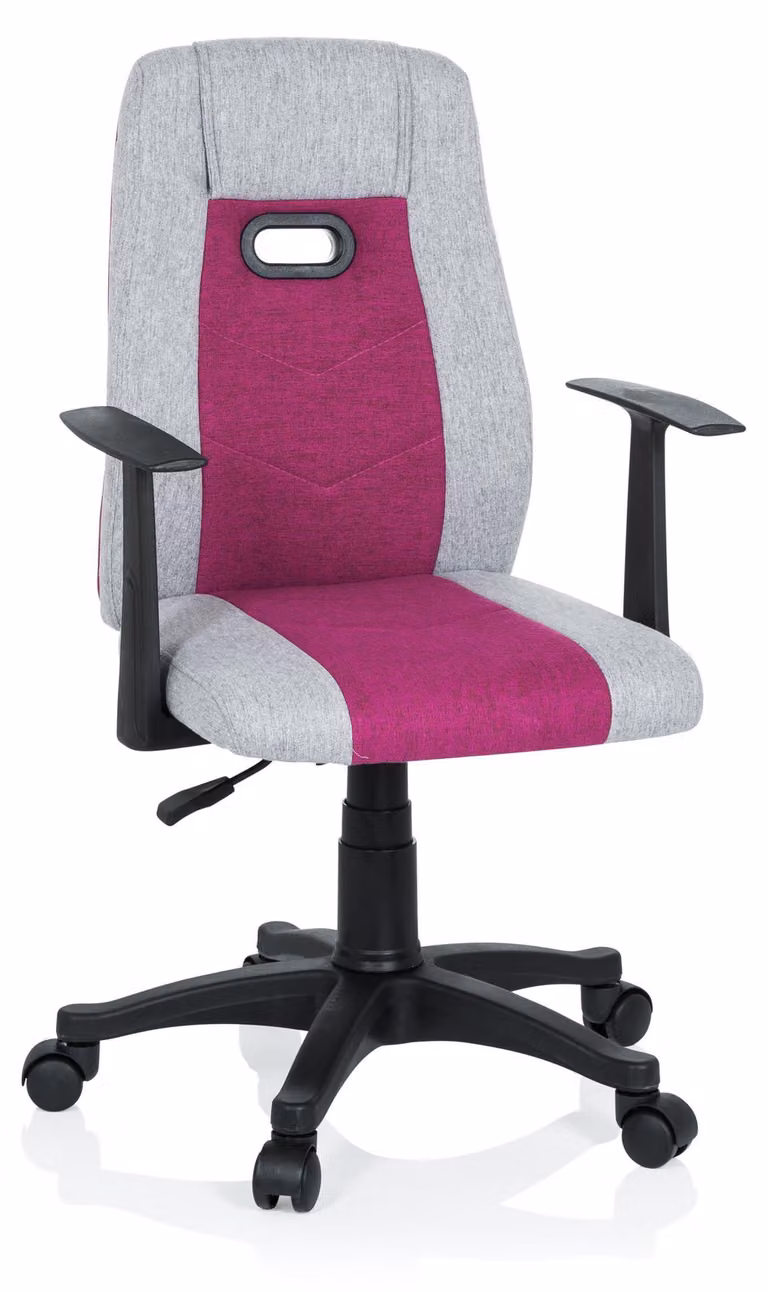 Sedia da scrivania per bambini KIDDY EXTRA, grigio/rosa, regolabile in altezza