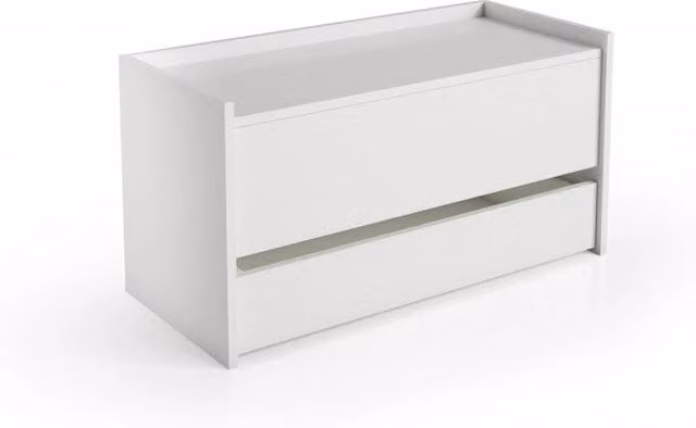 Baule contenitore Terraneo bianco con chiusura rallentata e cassetto con guide in metallo L 90 cm, P 40 cm, H 46 cm