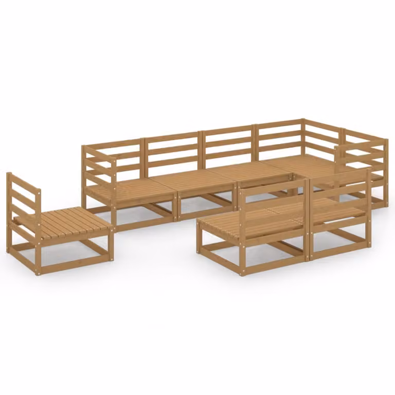 Set Salotto da Giardino 8pz Marrone Ambra Legno Massello Pino