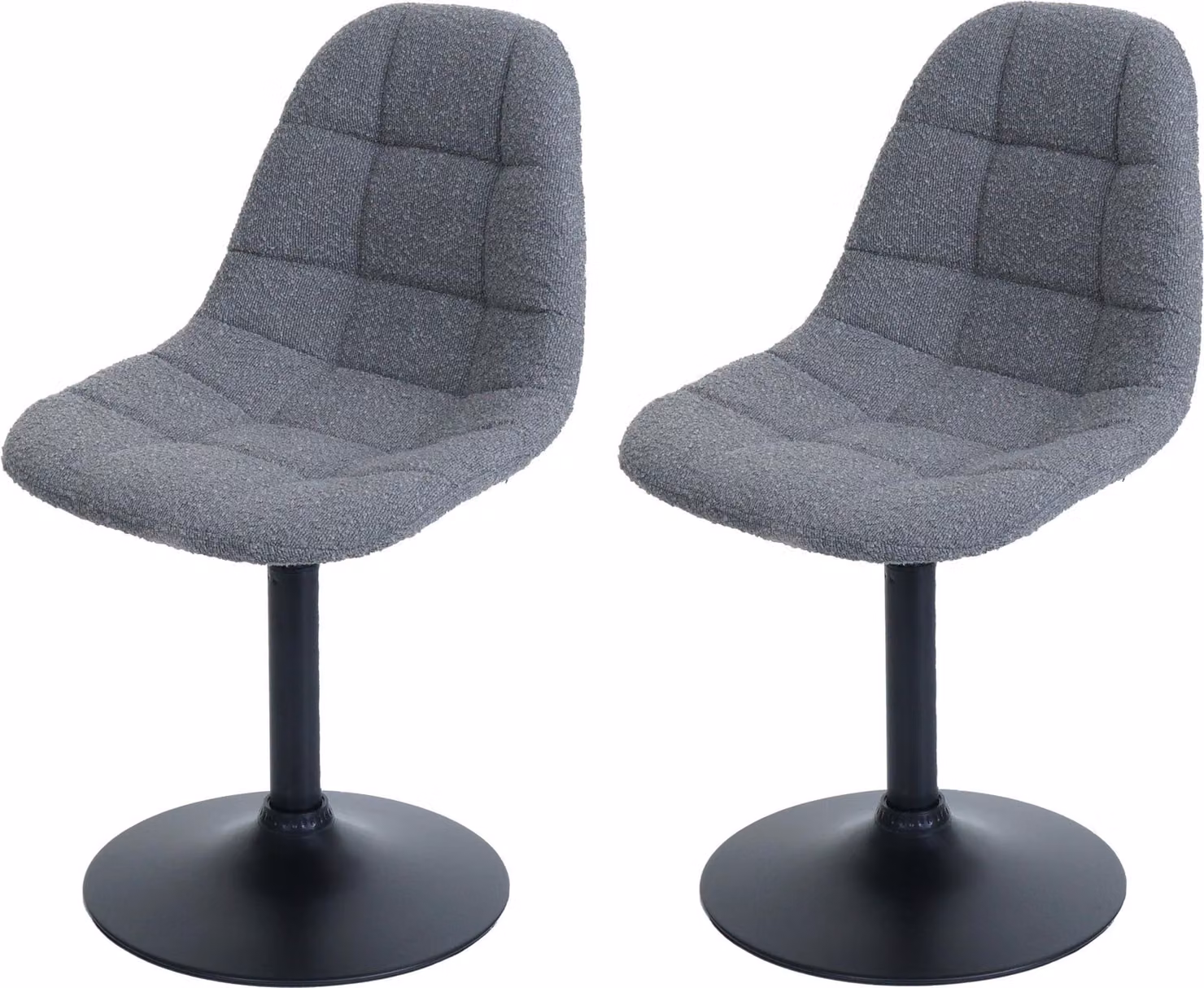 Set di 2 sedie da sala da pranzo | A x L x P 83 x 47 x 43 cm | Altezza seduta 47 cm | Acciaio Tessuto/bouclé | Grigio scuro | Sedia da cucina Sedia girevole