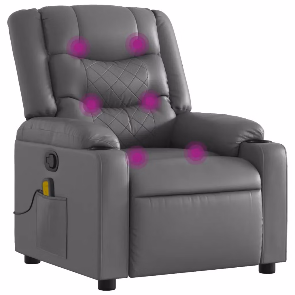 Poltrona reclinabile relax vidaXL in similpelle grigia con braccioli – 2