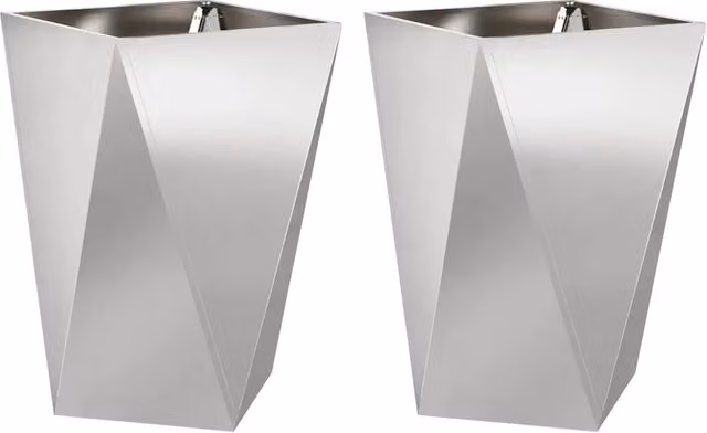 Set di 2 moderne fioriere rettangolari da esterno 50 x 50 x 75 cm in acciaio inossidabile argento 02_0053043