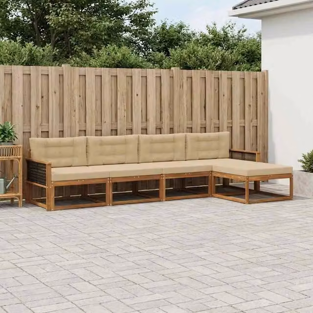 Set di divani da esterno 5 pz Naturale e Beige 3382486