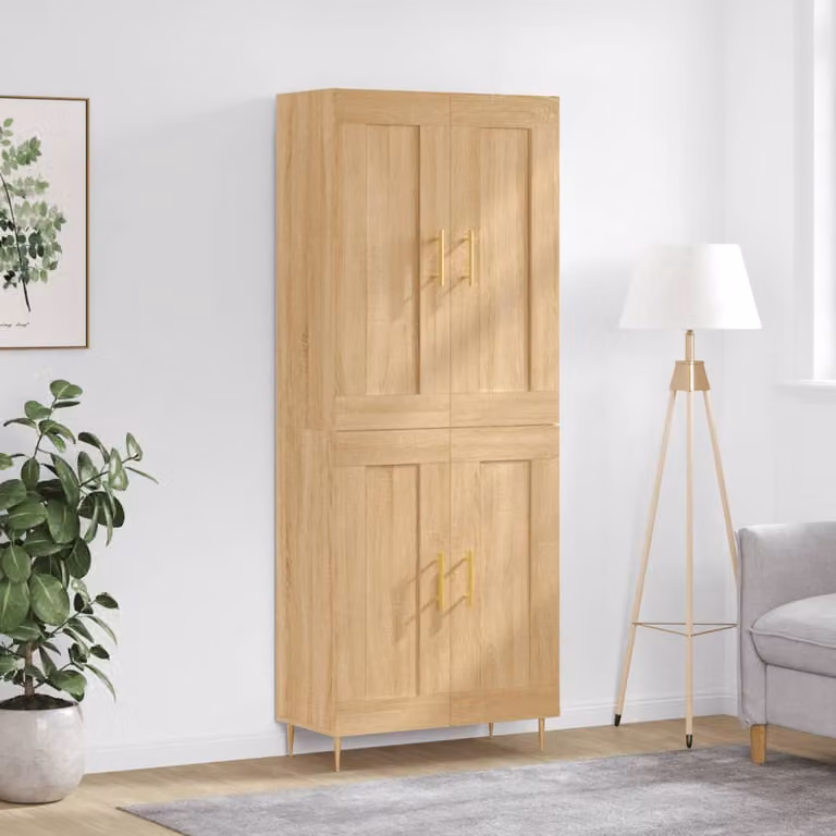 Credenza moderna vidaXL in rovere con ante a battente, L/P/H: 69,5 x 34 x 180 cm