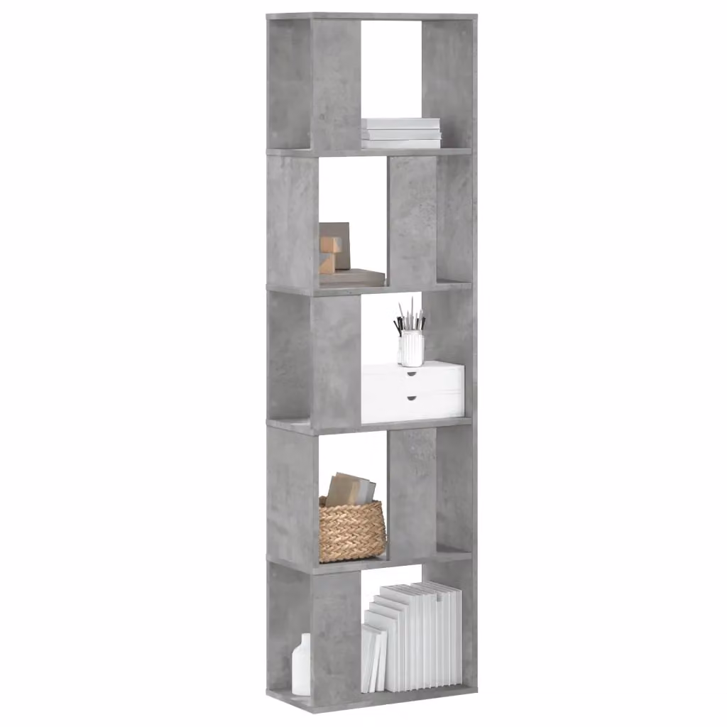 Libreria vidaXL con 5 Ripiani in Stile Industrial, Grigio, L 45 cm x P 23,5 cm x H 162,5 cm