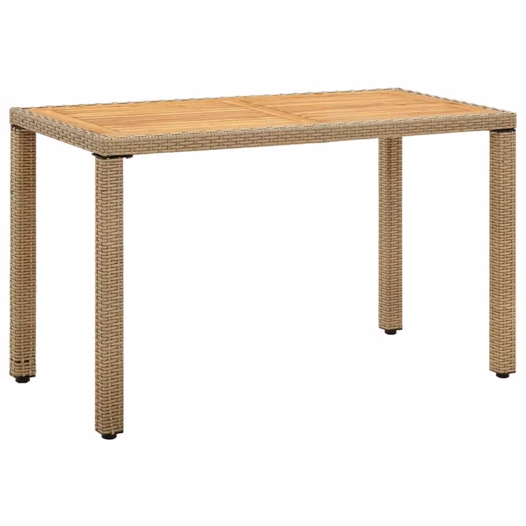 Maison Exclusive - Tavolo da giardino beige 123x60x74 cm in rattan sintetico e legno massello di acacia