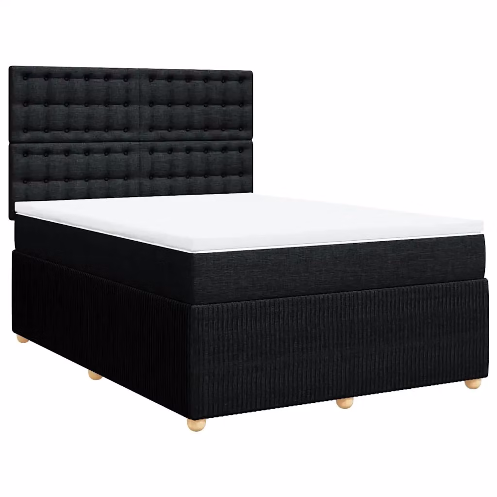 Letto Ibrido vidaXL con Giroletto a Molle e Materasso Nero in Tessuto L/P/H: 140 x 190 cm – 2