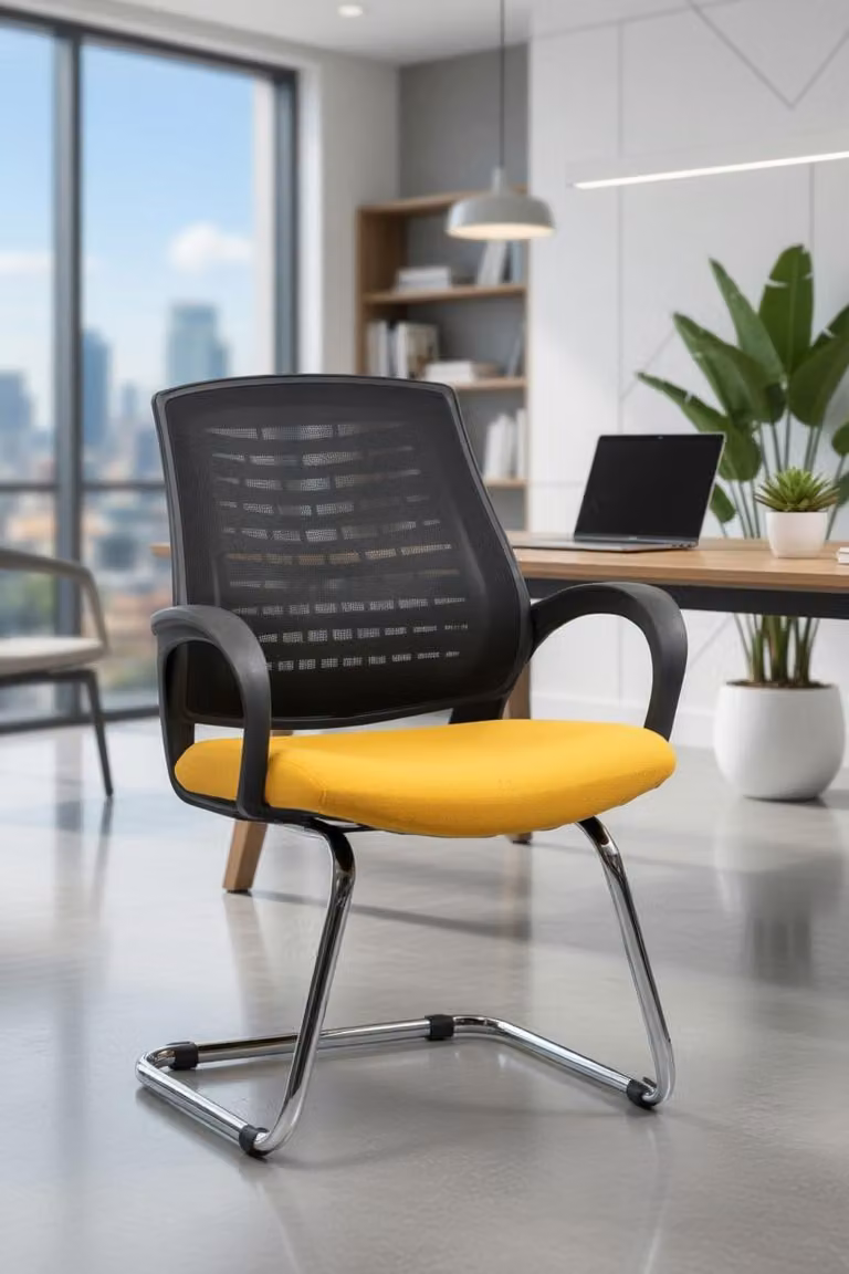 Sedia da ufficio con seduta confortevole e schienale a rete, ideale per l'uso in ufficio