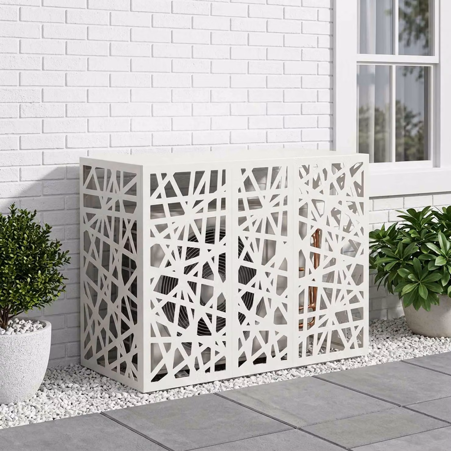 Copertura per condizionatore d'aria vidaXL in acciaio, Bianco, L 110 x P 50 x H 80 cm