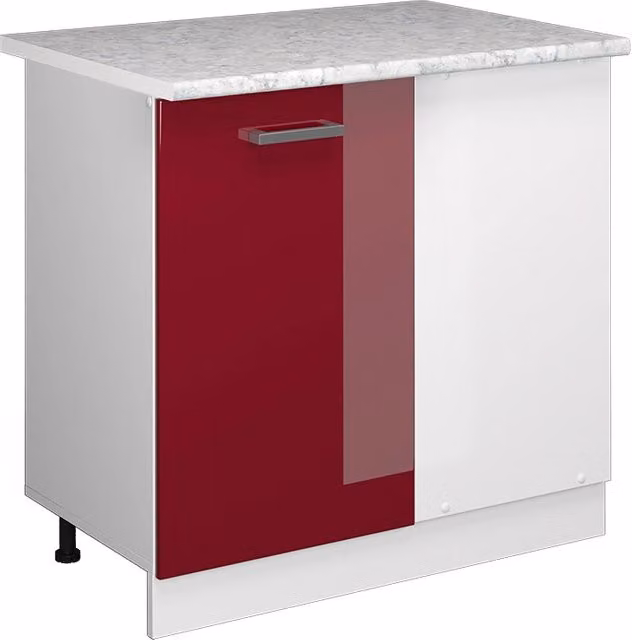 Mobile ad angolo cucina R-Line Rosso lucido/Bianco 86 cm, PL Marmo Vicco
