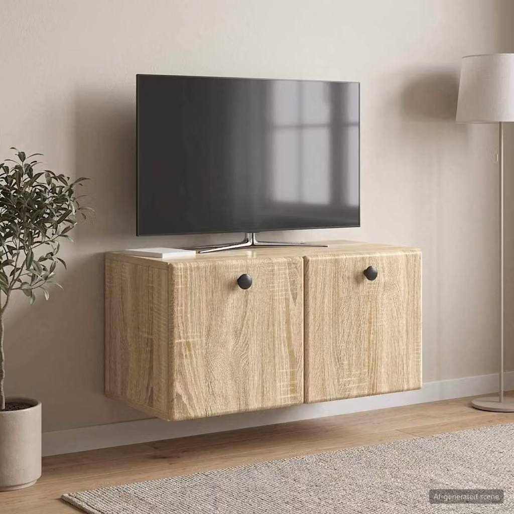 vidaXL Mobile Porta TV da Muro Moderno in Legno Marrone, L: 59,5 cm, P: 31 cm, H: 30 cm