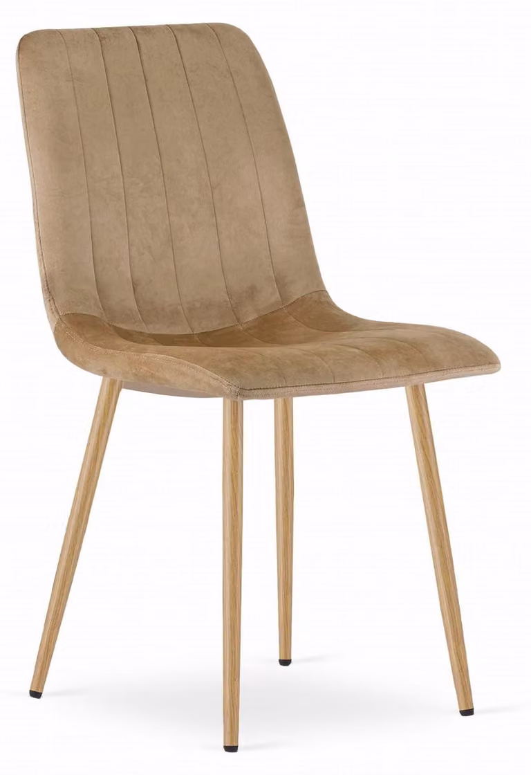 Sedia Lava in velluto marrone con gambe effetto legno
