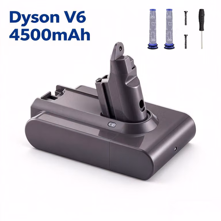 Batteria Dyson V6 4500 mAh, batteria di ricambio per V6 Absolute/Animal (SV03–SV09), grigio chiaro, ricaricabile