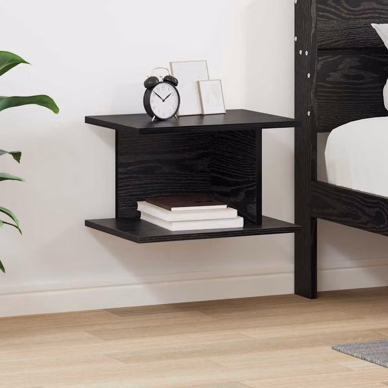 Comodino moderno vidaXL in legno MDF nero da appendere a parete L 40 cm x P 30 cm x H 25 cm