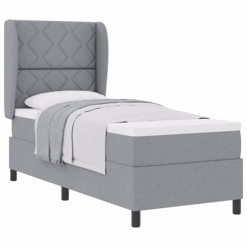 Letto a molle con testiera vidaXL in tessuto grigio, L 80 x P 200 cm – 2