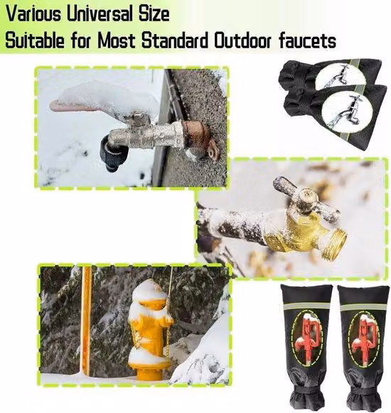 Copertura invernale per rubinetto - 17 cm x 22 cm - Confezione da 2 - Isolante antigelo per tubi - Riutilizzabile e impermeabile per rubinetti esterni