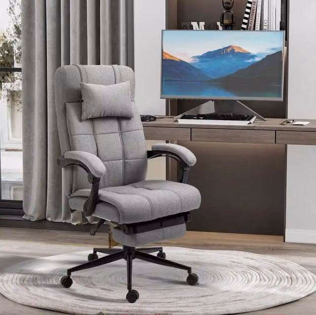Sedia da ufficio 66 x 76 x 112-120 cm grigio chiaro con poggiapiedi