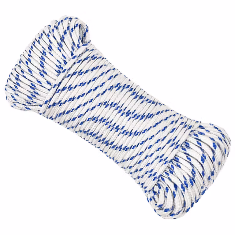 Corda multiuso vidaXL in plastica rivestita, Bianco e Blu, Lunghezza: 25 m, Diametro: 3 mm, Carico massimo: 67,5 kg