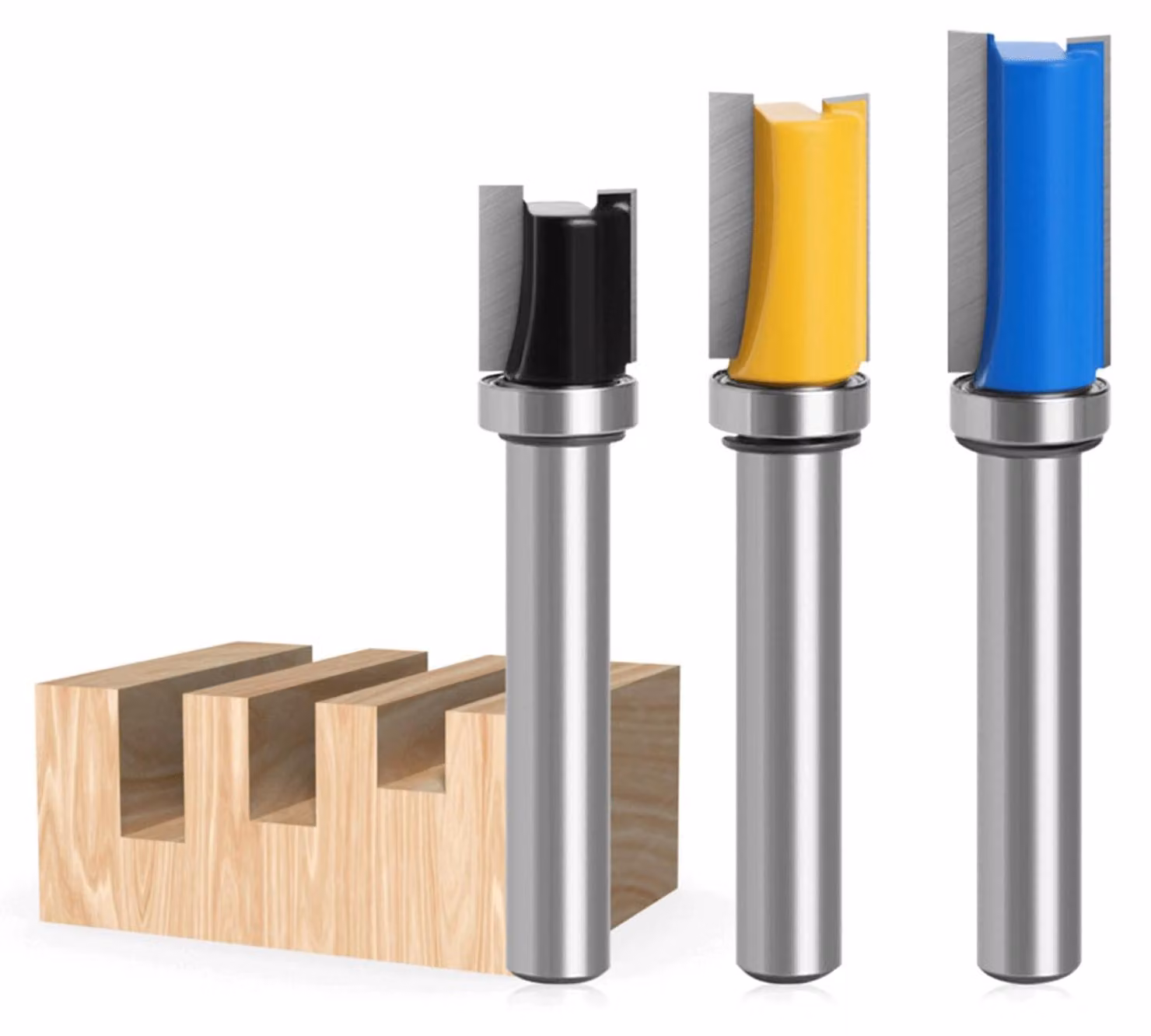 Set di 3 frese, 8 mm, per lavorazione del legno, con lame in carburo di tungsteno