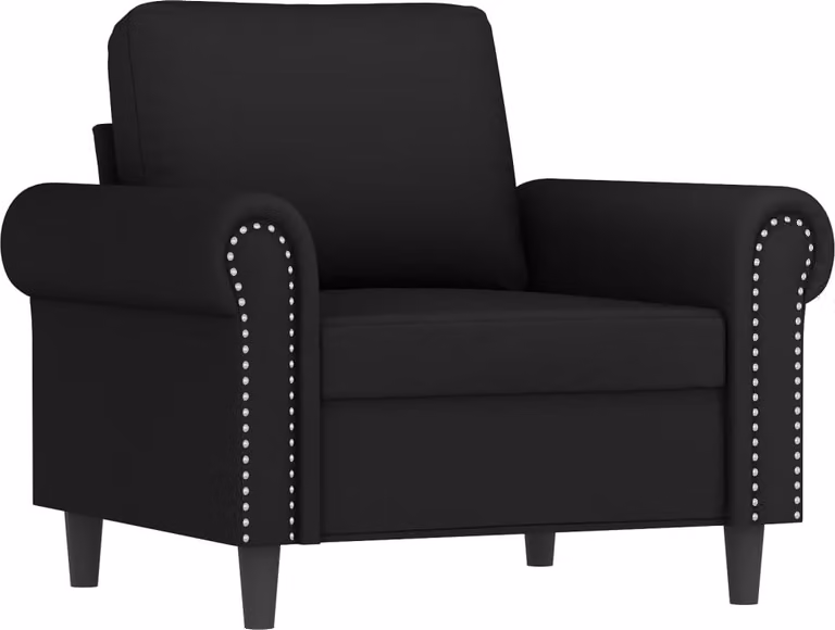 Set di Divani 3 pz con Cuscini Nero in Velluto