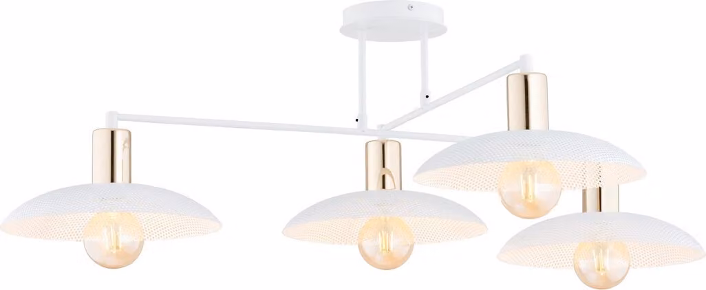 Lampada da soffitto bianca a 4 paralumi con elementi dorati SPIRIT 4xE27 15W Emibig
