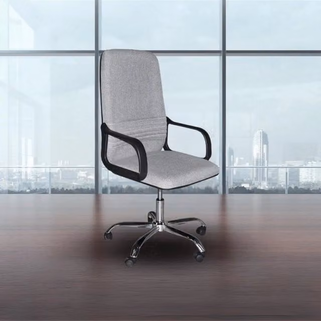 Poltrona da ufficio Effezeta Italia CR106H in tessuto grigio con braccioli e base in metallo per home office