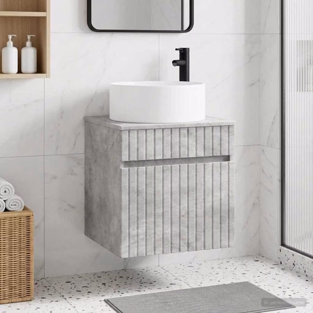 Lavabo da parete moderno vidaXL Grigio, L 49 cm x P 44,5 cm x H 65,5 cm