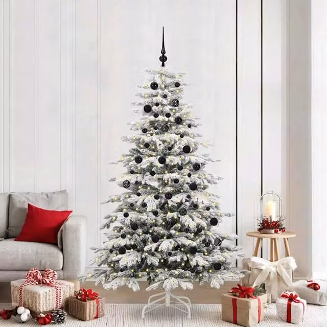 Albero di Natale artificiale bianco con luci LED vidaXL, Altezza: 210 cm