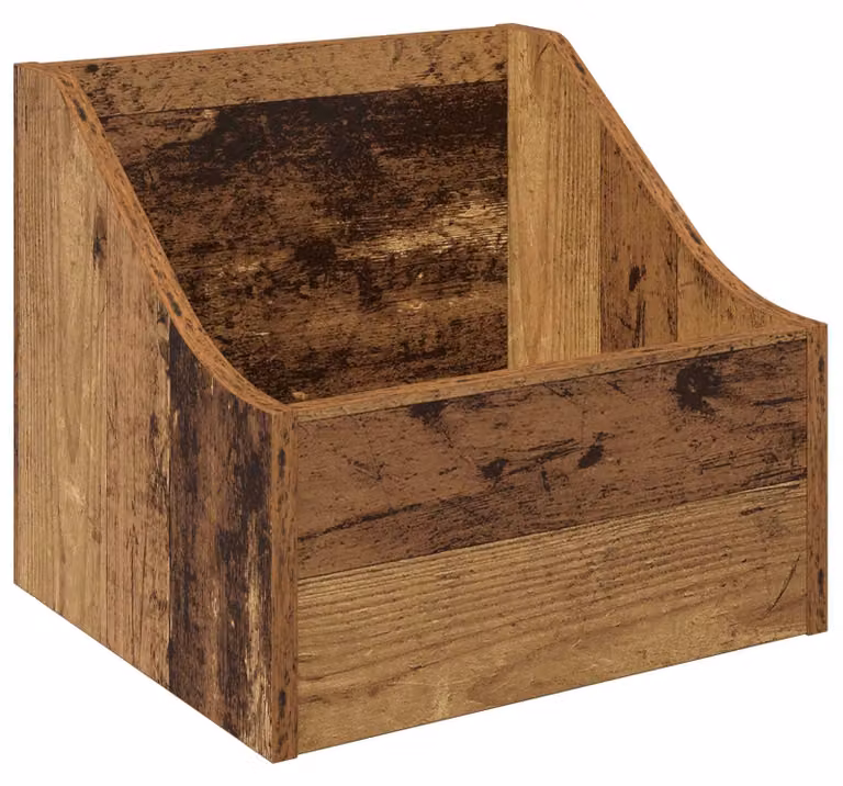 Scatola per dischi in vinile, realizzata in legno riciclato, dimensioni 37 x 33 x 32 cm, materiale: legno composito
