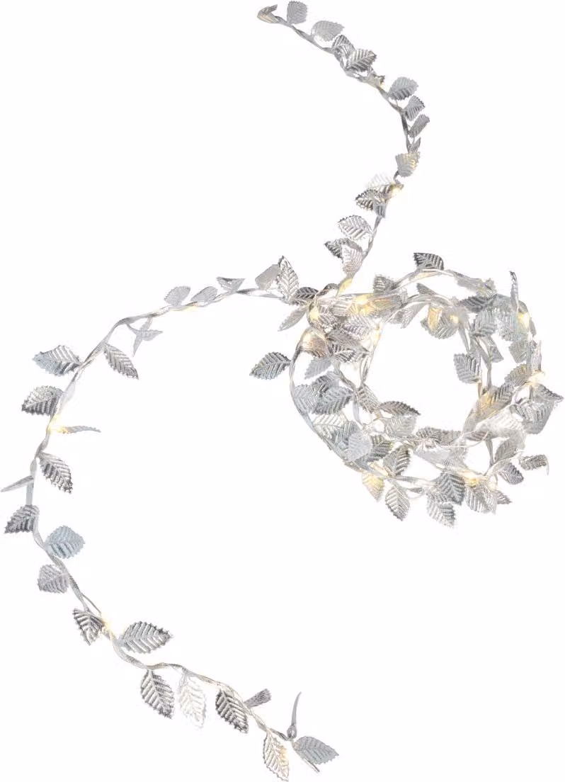 Catena luminosa MagicHome Natale Leafdeco, 20x micro LED bianco caldo, 2xAA, IP20, per interni, illuminazione, L-1,90 m