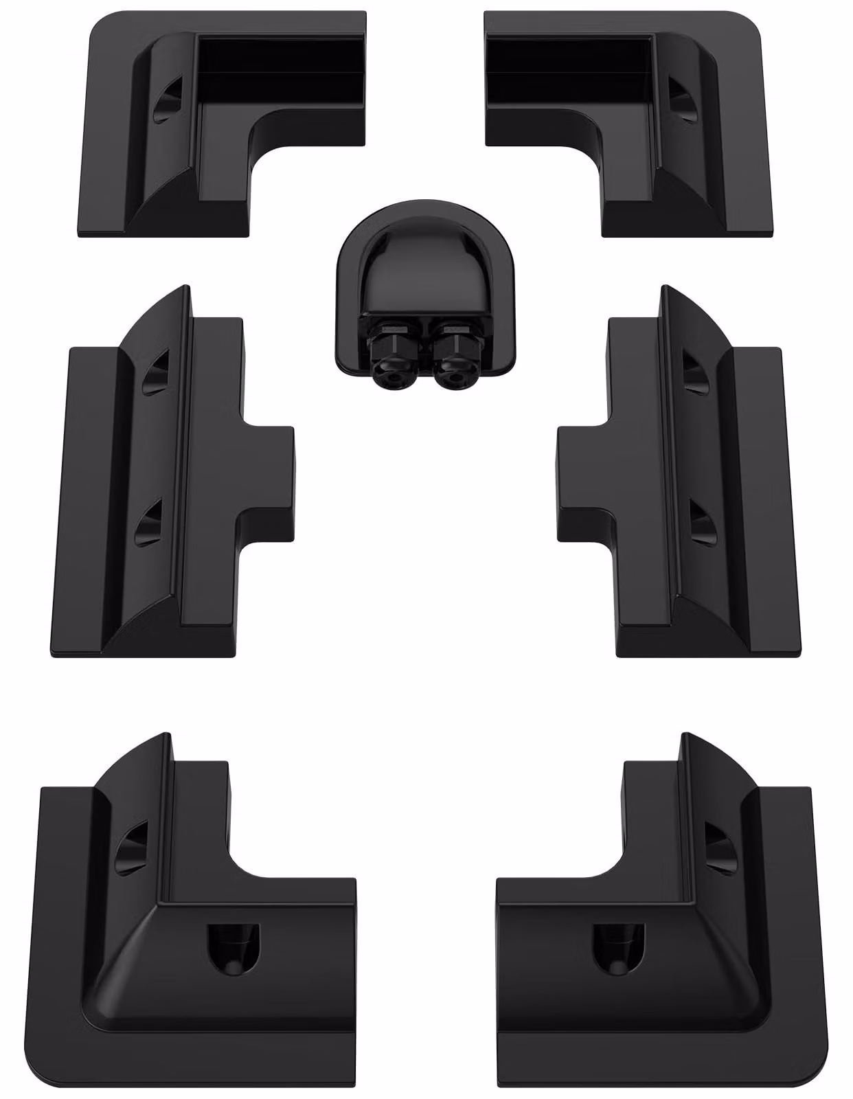 Supporto per pannello solare per camper, in plastica ABS, colore nero, composto da 7 pezzi