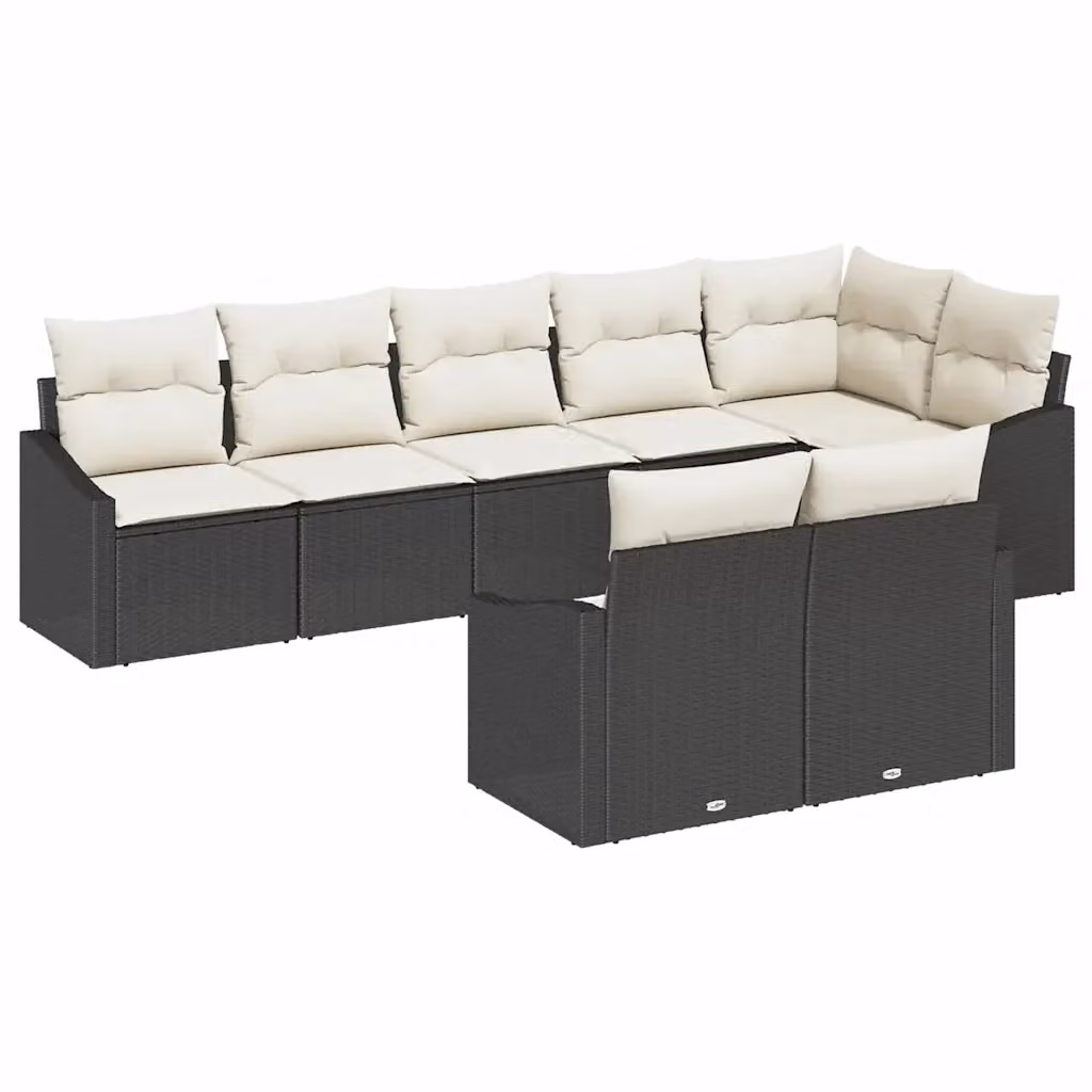 Set Divano da Giardino a L vidaXL in Polyrattan Nero e Bianco con Cuscini e Struttura in Metallo – 2