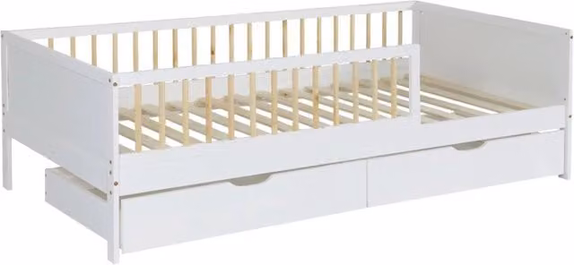 Letto nido per bambini 190cm in pino naturale con rete a doghe e