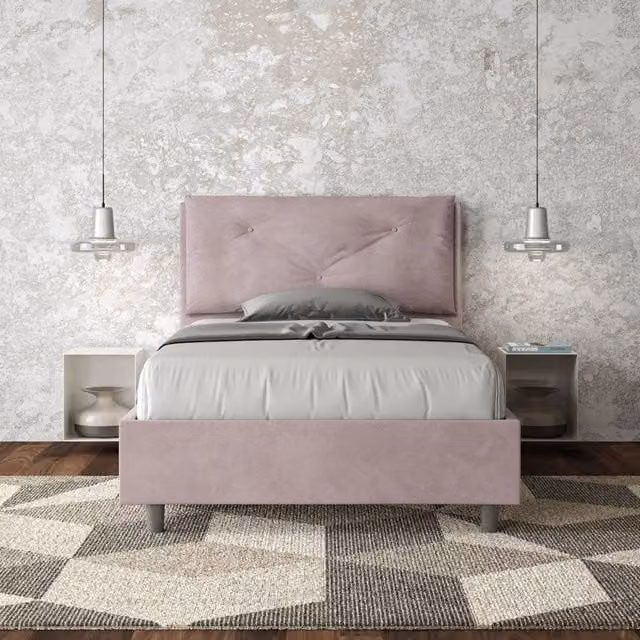 Letto una piazza e mezza contenitore Appia Large Ityhome imbottito in microfibra colore glicine L: 130 cm, P: 190 cm