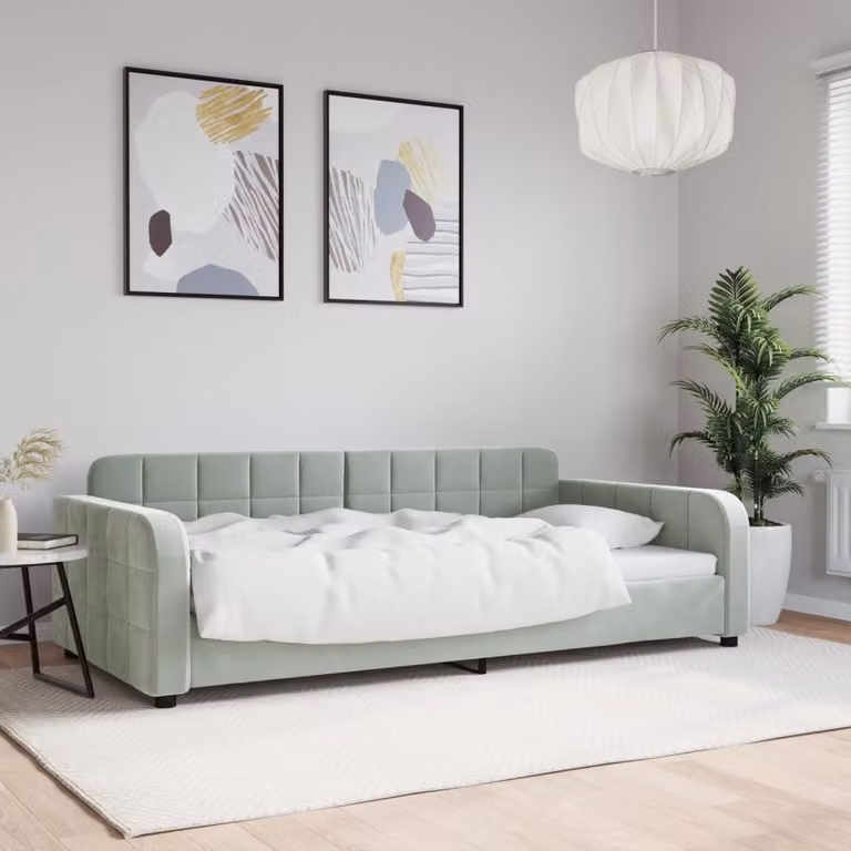Letto da giorno vidaXL in velluto moderno, disponibile in grigio o verde, dimensioni 100 x 200 cm