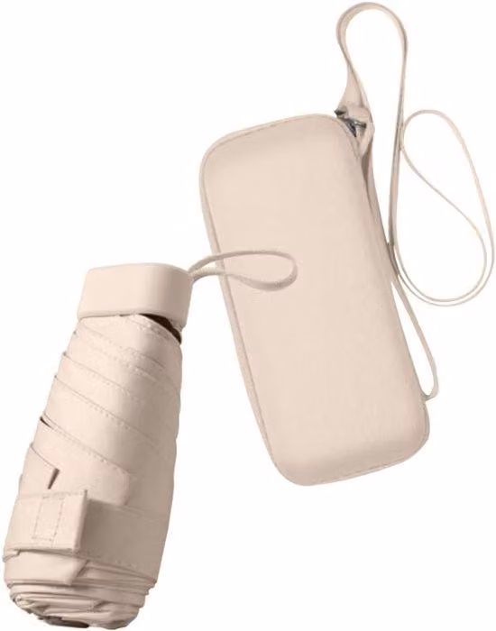 Ombrellone da spiaggia compatto con protezione UV, portatile e leggero, resistente al vento, ideale per ragazzi, ragazze e bambini, beige