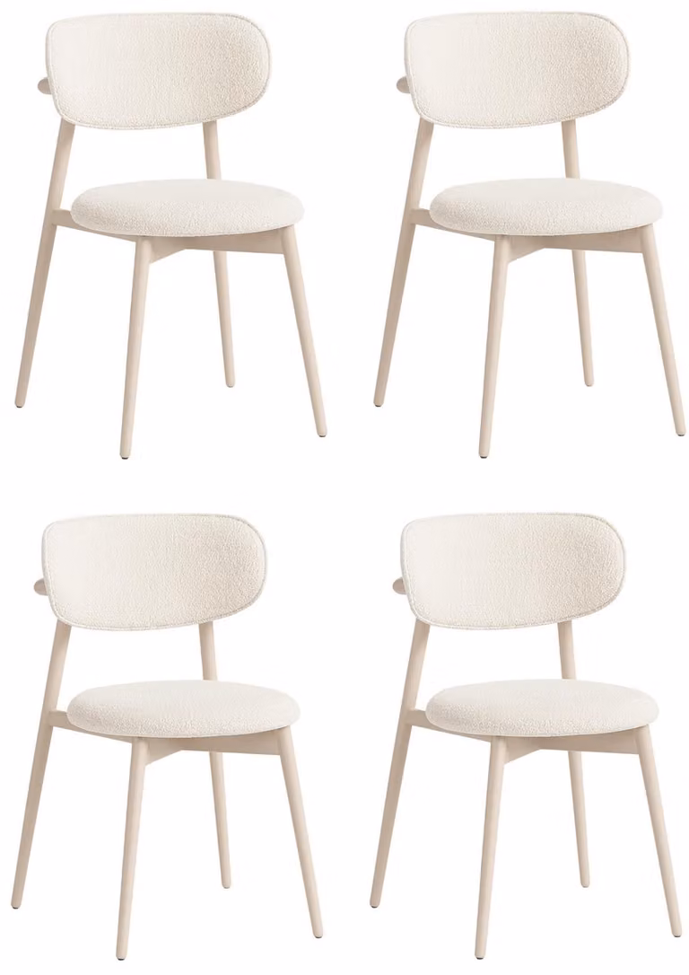 Stilvoller Weißer Stuhl-Set Exklusive Esszimmerstühle Textilstühle