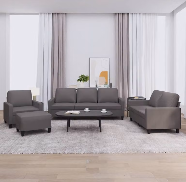 Maison Exclusive - Set divano 4 pezzi con cuscini, in ecopelle grigia