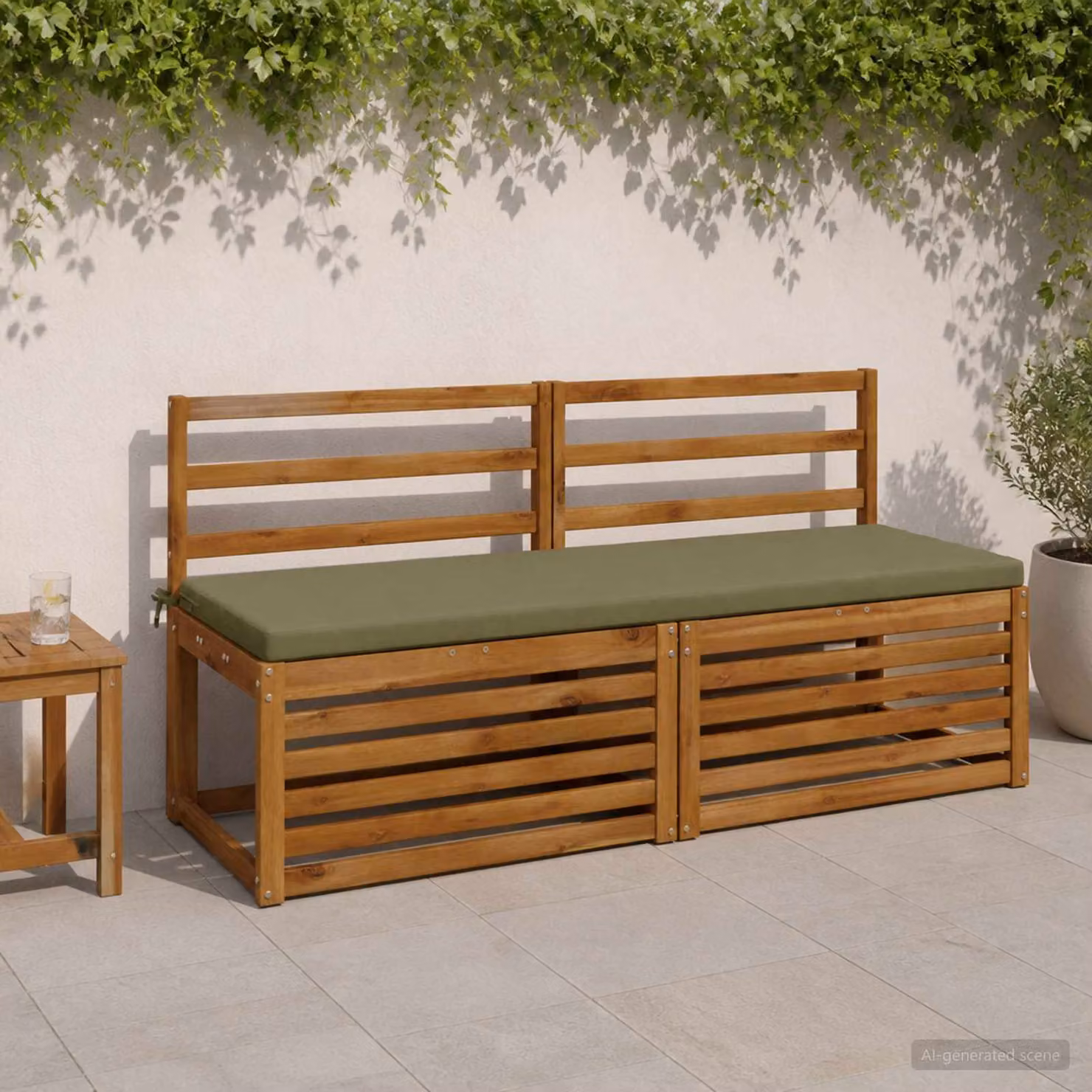 Set di 2 cuscini per panchina vidaXL SOEST in poliestere verde con rivestimento rimovibile e resistente ai raggi UV