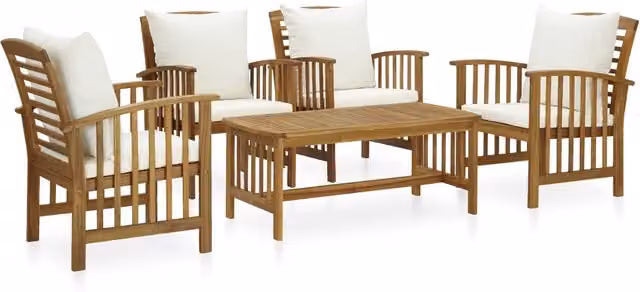 Set Divani da Giardino 5 pz con Cuscini in Massello di Acacia 3057978