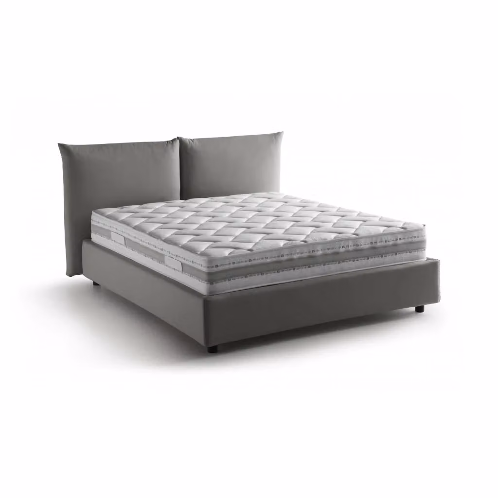 Letto Matrimoniale Talamo Italia con Contenitore a Alzata, Rivestimento in Tessuto Grigio, L/P: 160 x 200 cm – 2