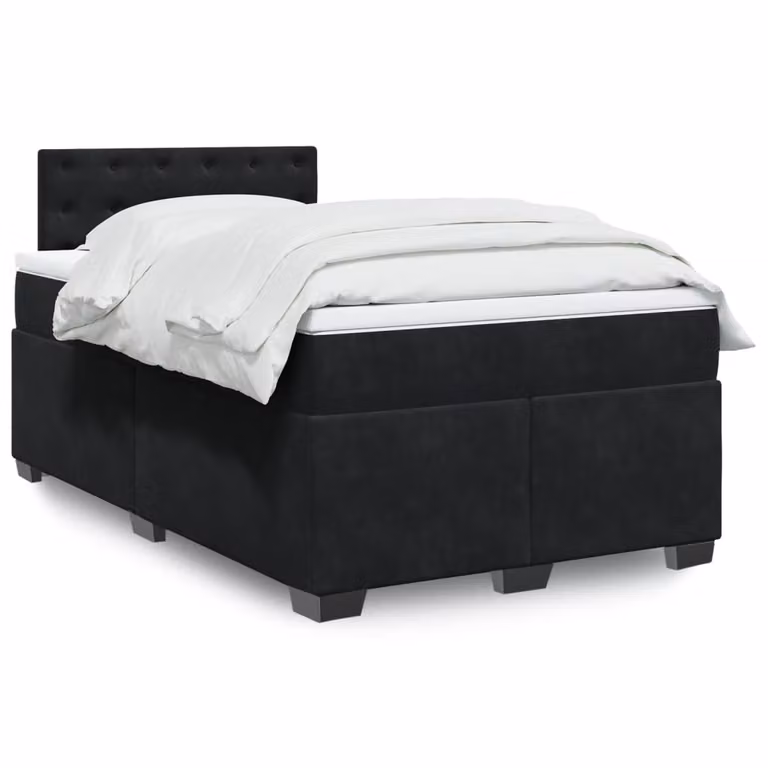 vidaXL Giroletto a Molle con Materasso in Velluto Nero L/P/H: 120 x 200 cm