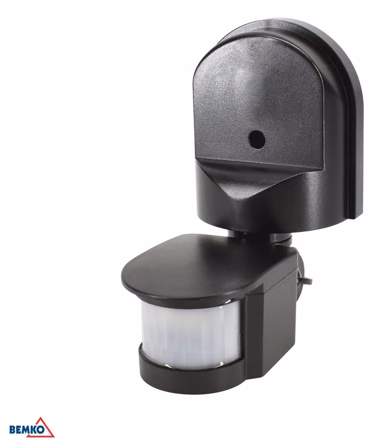 Sensore di movimento PIR, 1200 W, angolo di rilevamento di 180°, colore nero
