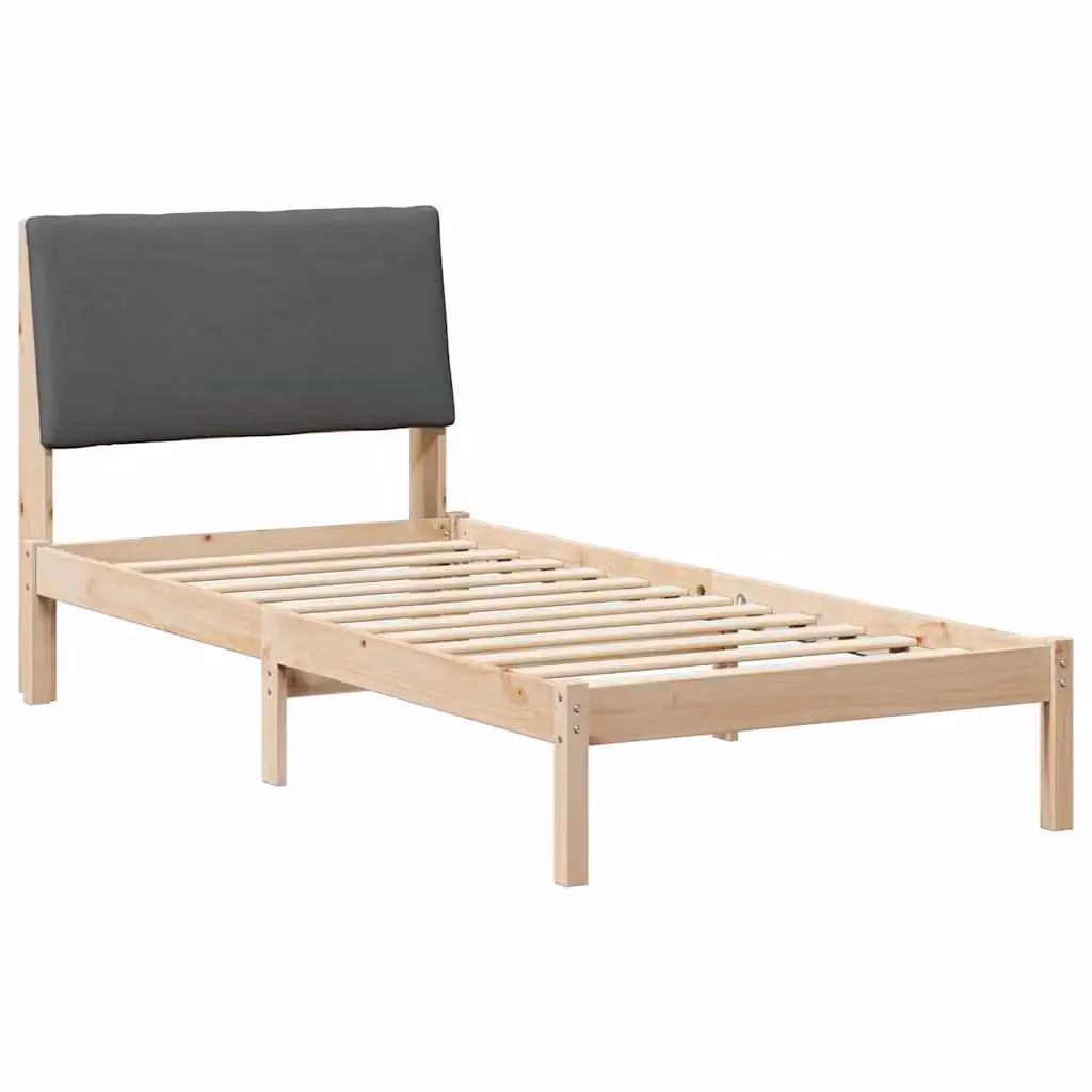 vidaXL Struttura del Letto Moderna in Legno di Pino con Doghe Fisse, Marrone e Grigio, 100 x 200 cm – 2