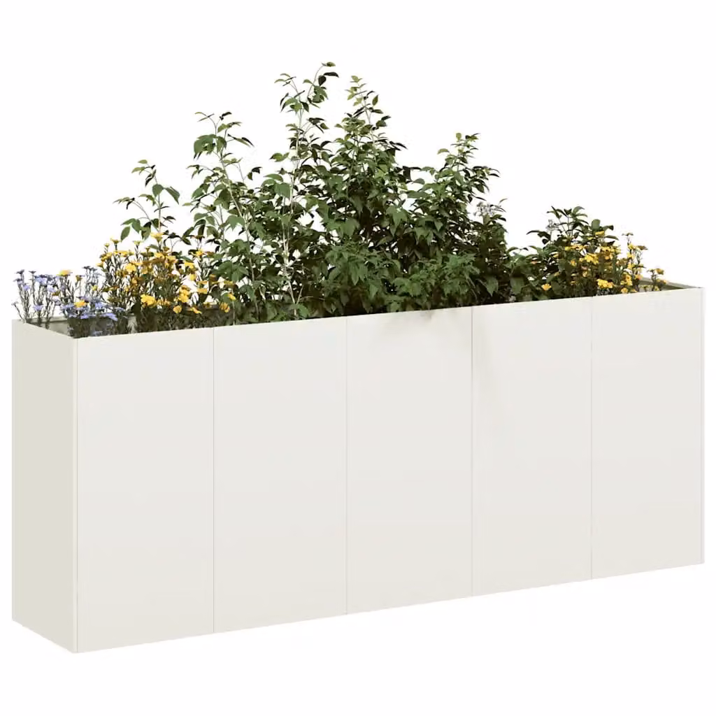 vidaXL Fioriera Bianca in Acciaio per Orto e Giardino L: 200 cm, P: 40 cm, H: 80 cm