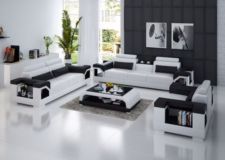 Ledersofa Couch Wohnlandschaft 3+2+1 Sitzer Garnitur Design Modern Sofa G8010D