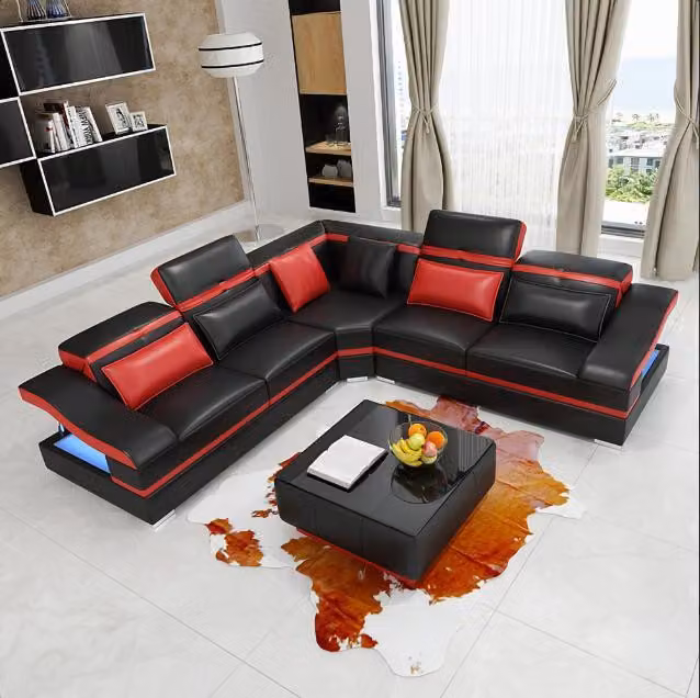 Ecksofa L-Form Couchtisch Ecke Leder Garnitur Tisch Wohnlandschaft L-Form 2tlg