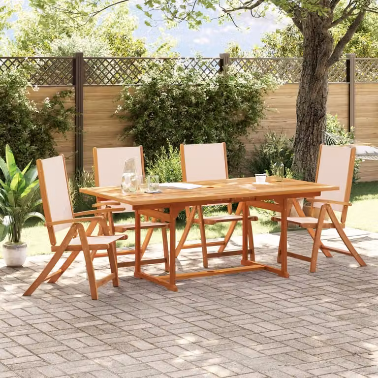 Maison Exclusive - Set da pranzo da giardino a 5 pezzi in legno massello di acacia e Textilene