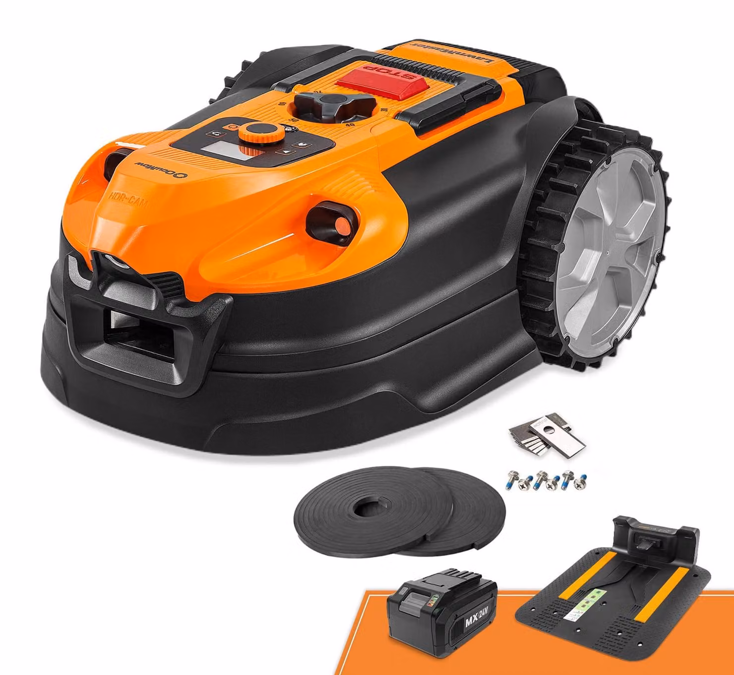 Tagliaerba robotizzato senza filo perimetrale, ideale per giardini fino a 800 m², con sistema di navigazione ottica